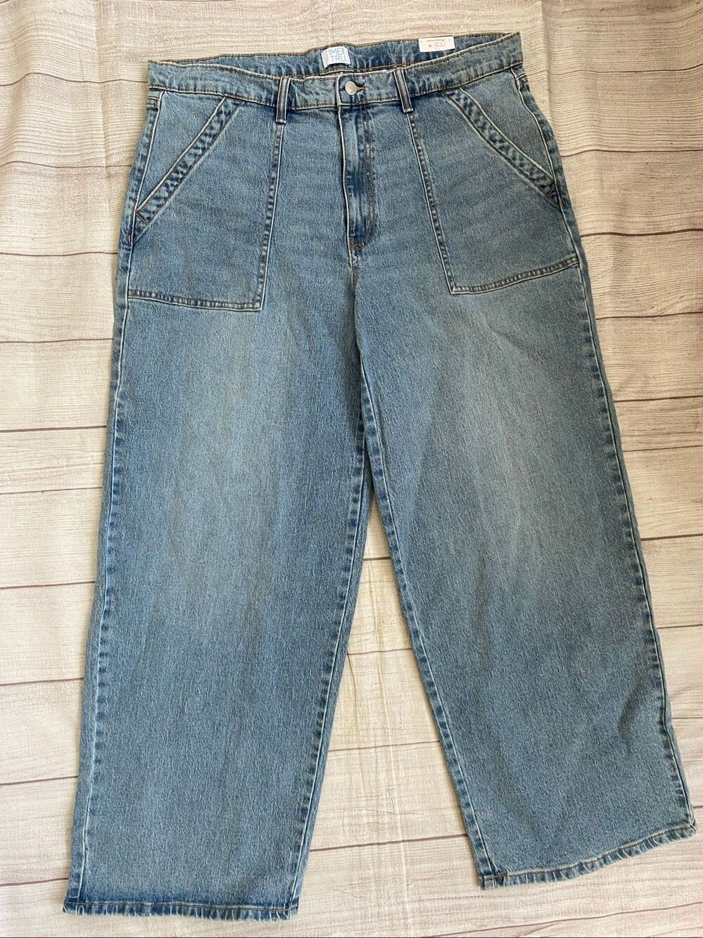 Time and Tru women 20 cotton blend wide leg jeans blue brand new